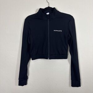 ALPHALETE Black Long Sleeve Cropped Premium Trace Jacket Size Large